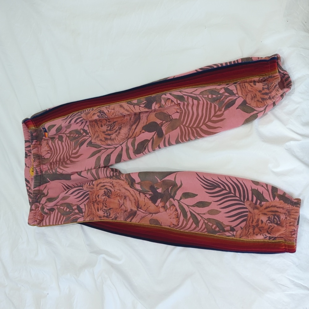Aviator Nation size Large Super Rare Tiger Sweatpants with velvet 5 Stripes